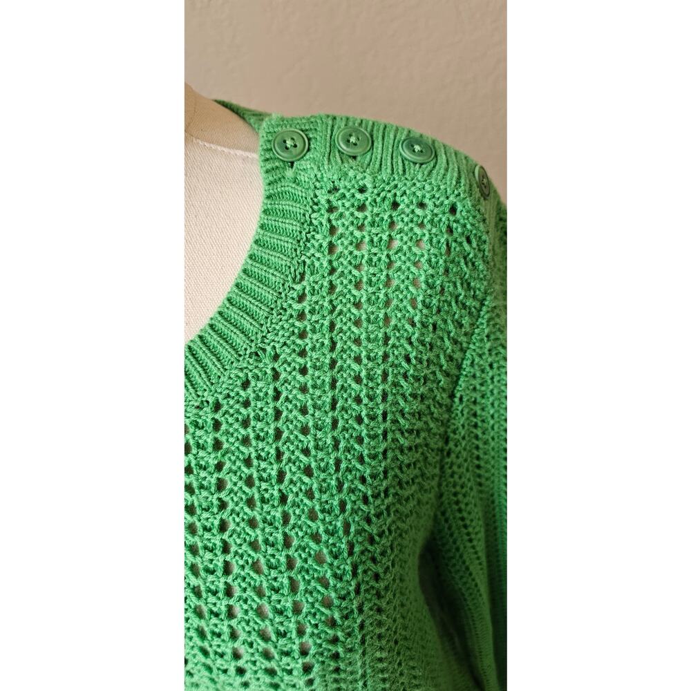 Talbots Button Shoulder Open Knit Soft Lambswool … - image 2